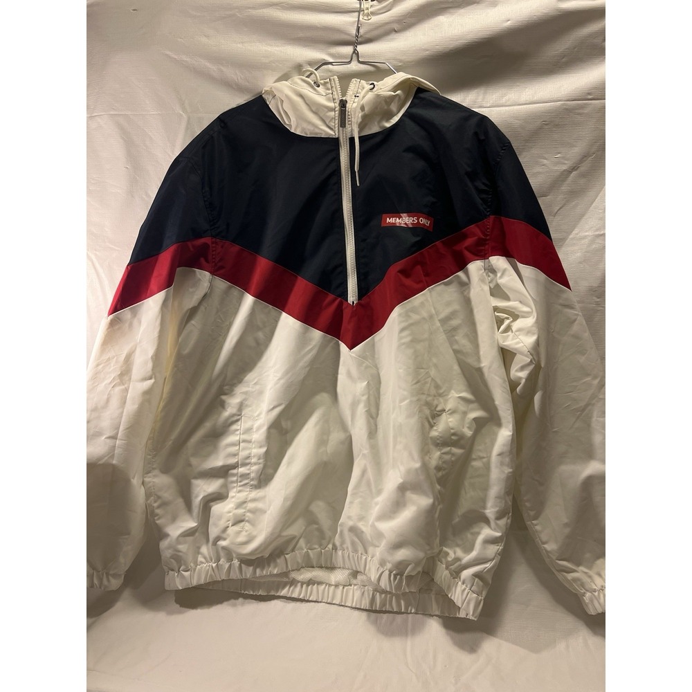 Members Only Men Jacket|Size XL| Colorblock|Windbreaker Logo Hooded Full Zip